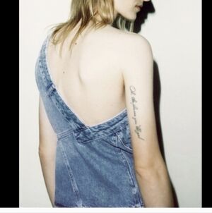 NWT Zara  Asymmetric Deconstructed Denim Top Woman's  Size S